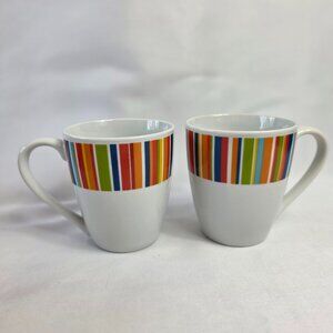 TWO Tabletops Gallery Westwood Mugs White Multicolor Stripes